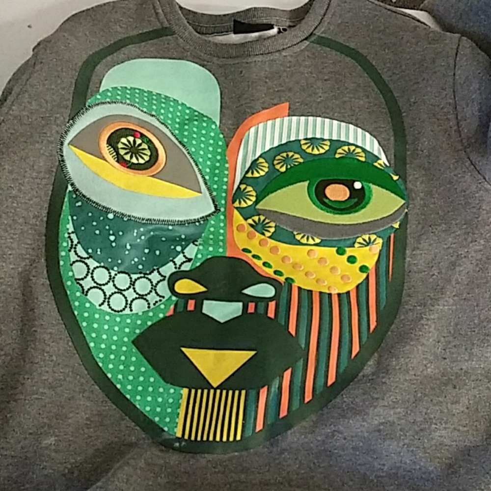 Multicolor graffic face sweat shirt